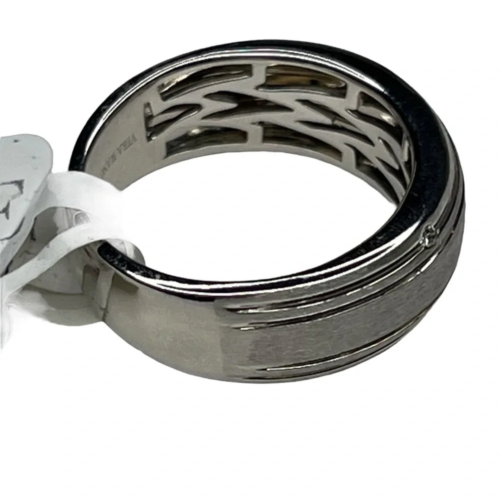 Vera Wang Men's 1/20 CT. T.W. Diamond Four Stone Wedding Band in 14K White Gold - Picture 8 of 14